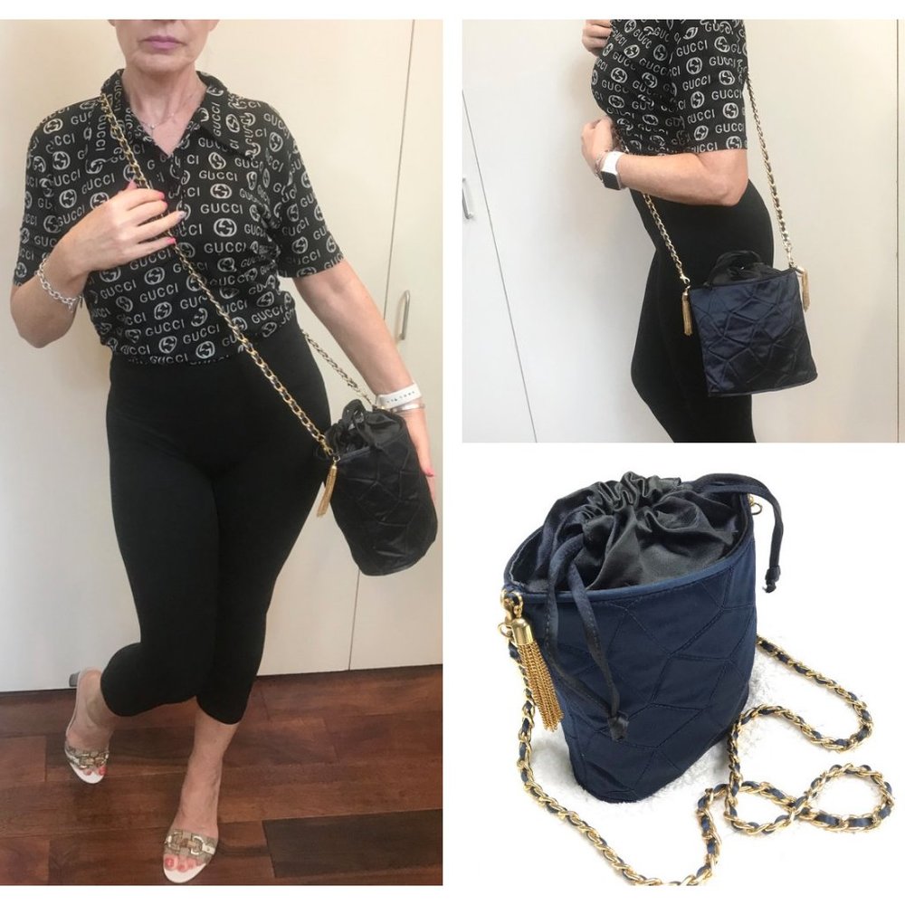 Made in Italy Drawstring bucket tassel quilted Bag